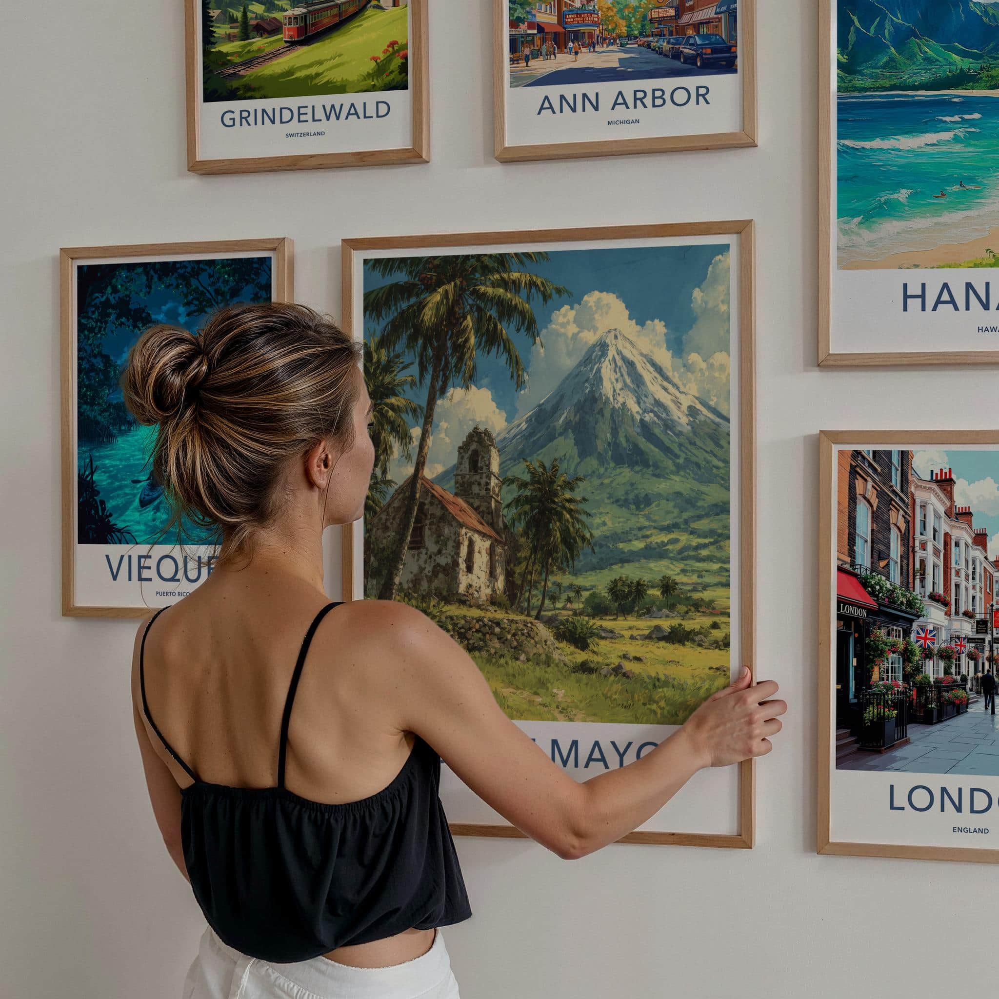 Mount Mayon Poster - Philippines Travel Art - Historic Church Volcano Home Decor