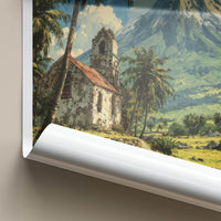 Mount Mayon Poster - Philippines Travel Art - Historic Church Volcano Home Decor