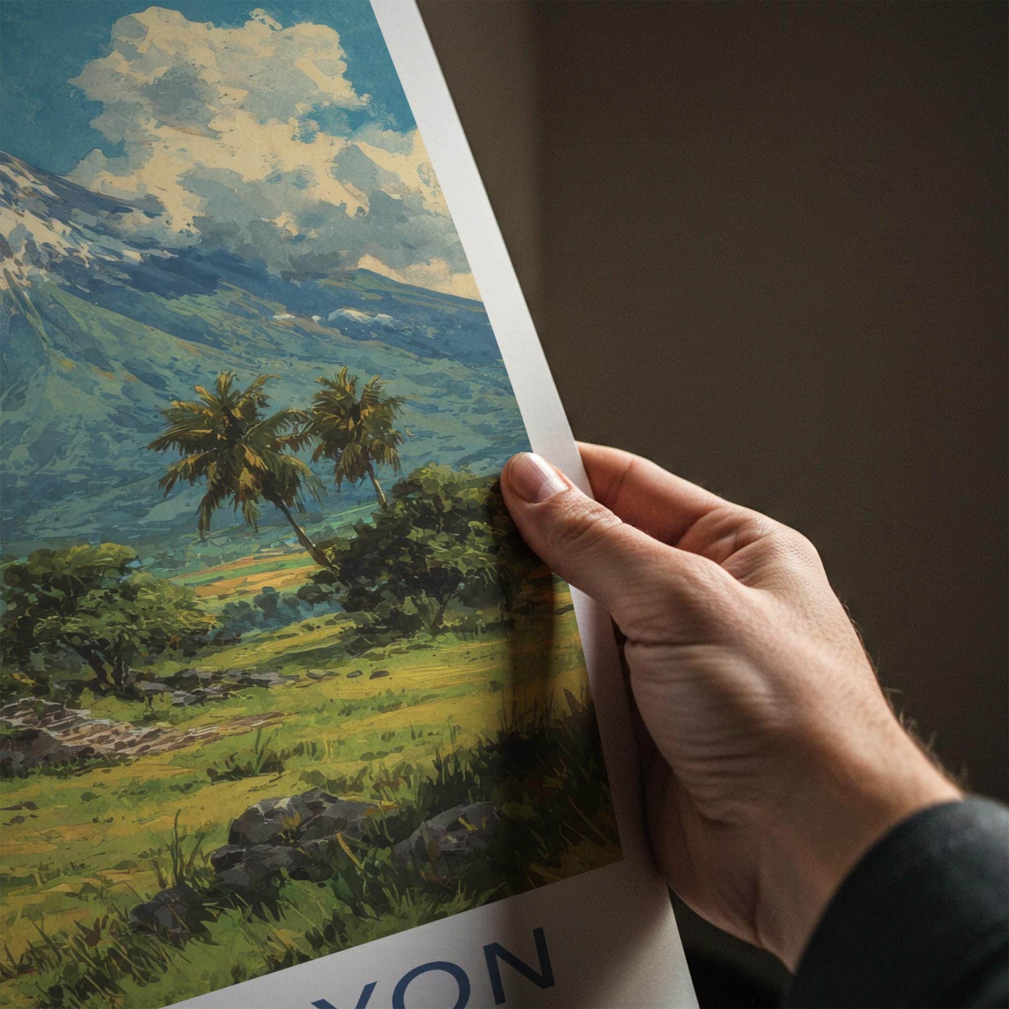 Mount Mayon Poster - Philippines Travel Art - Stone Church Volcano Home Decor