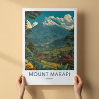 Mount Merapi Poster - Indonesia Wall Art - Volcanic Mountain Rice Home Decor