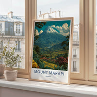 Mount Merapi Poster - Indonesia Wall Art - Volcanic Mountain Rice Home Decor