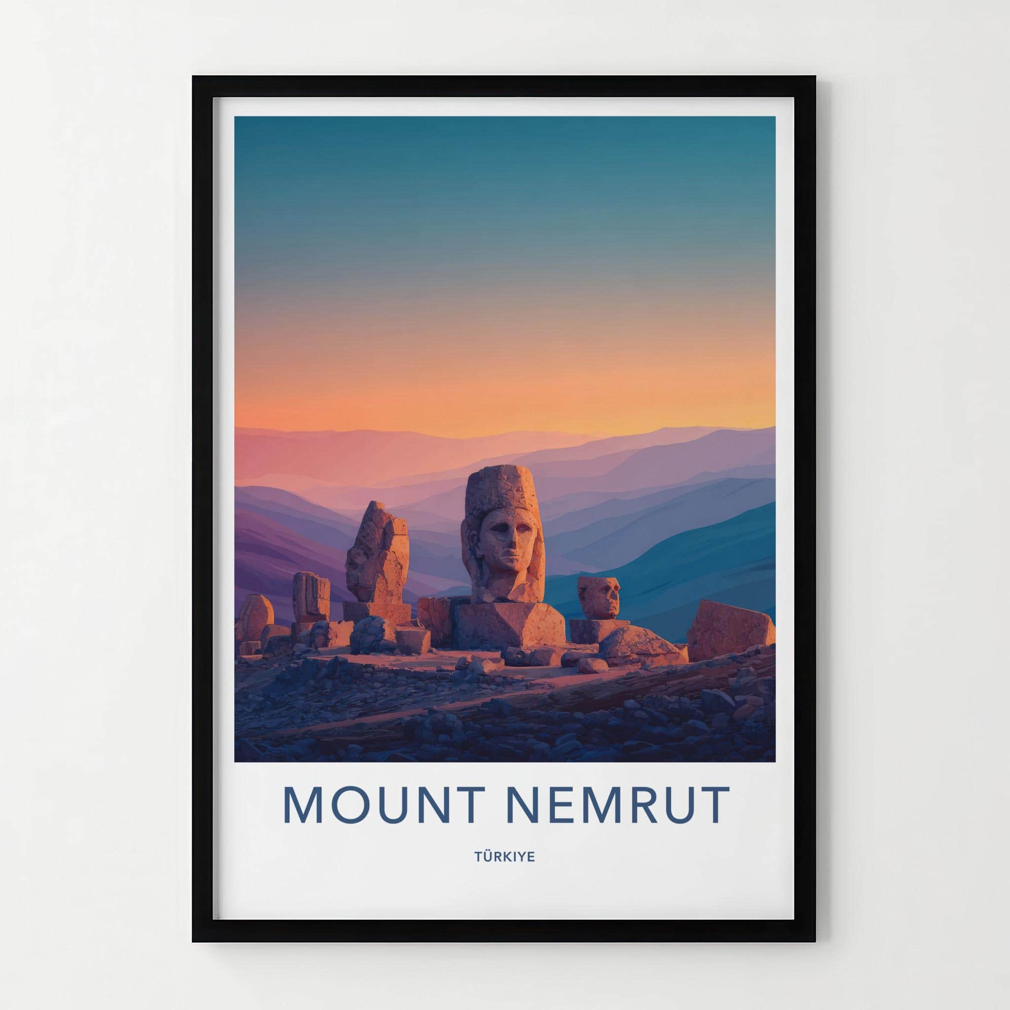 Mount Nemrut Poster - Turkey Travel Print - Ancient Stone Heads Wall Decor