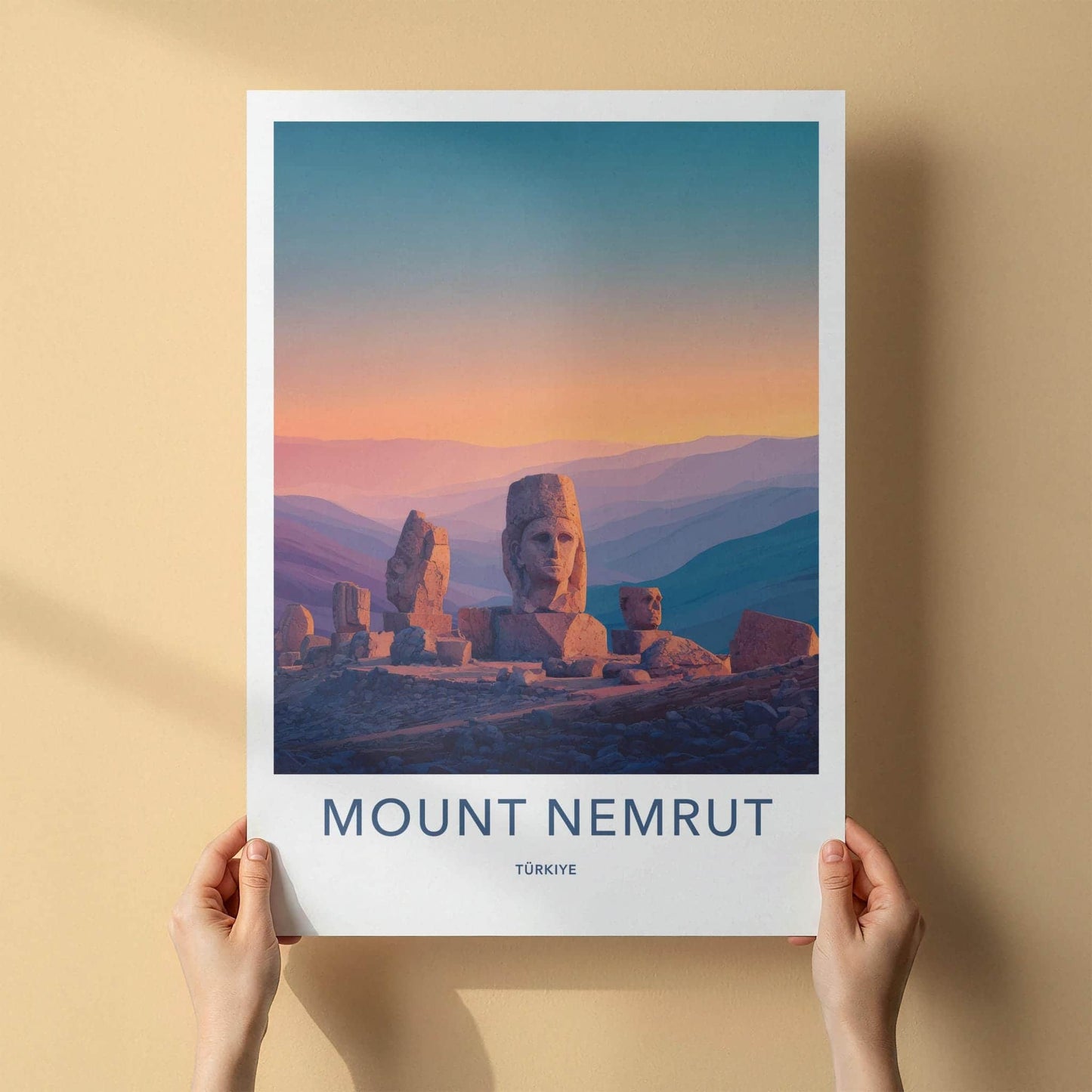 Mount Nemrut Poster - Turkey Travel Print - Ancient Stone Heads Wall Decor