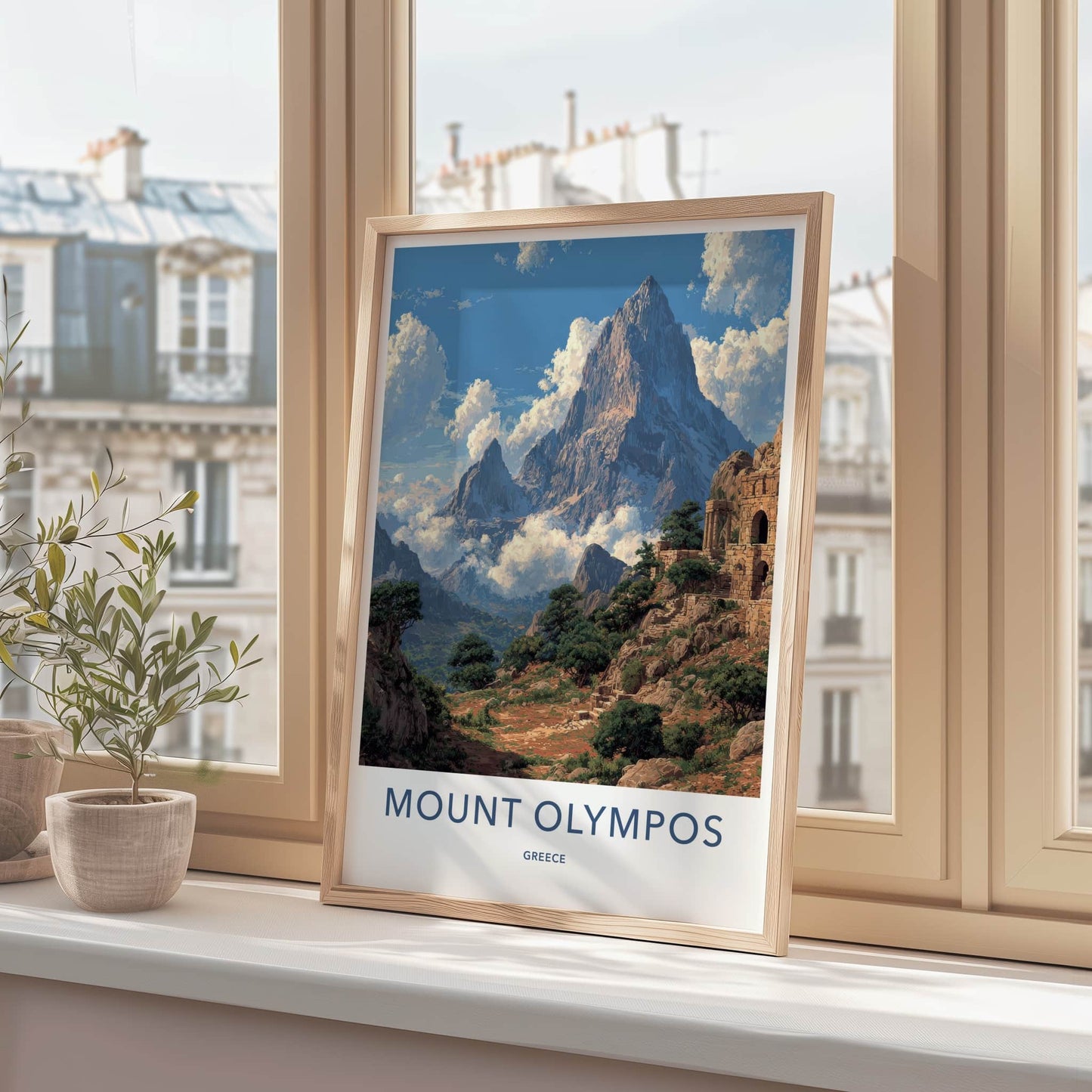 Mount Olympos Poster - Greece Framed Print - Ancient Ruins Mountain Home Art