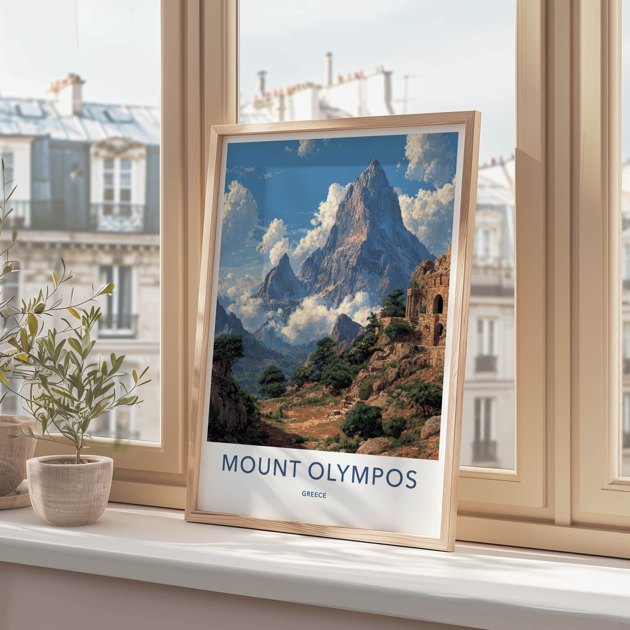 Mount Olympos Poster - Greece Framed Print - Ancient Ruins Mountain Home Art