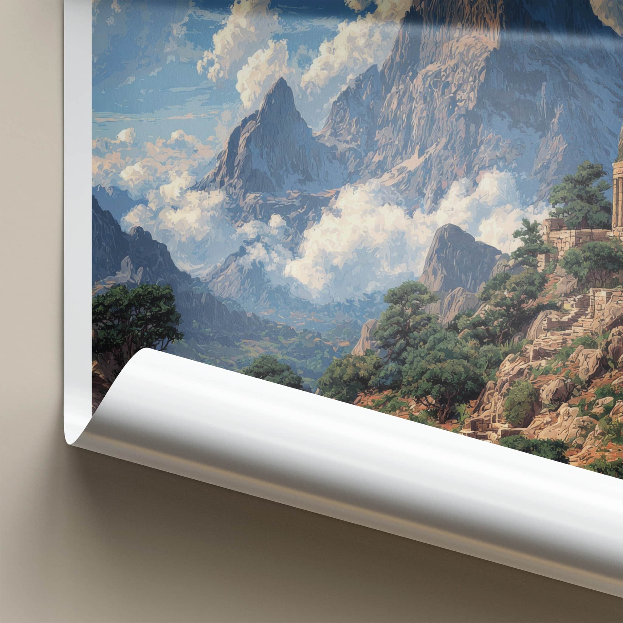 Mount Olympos Poster - Greece Framed Print - Ancient Ruins Mountain Home Art