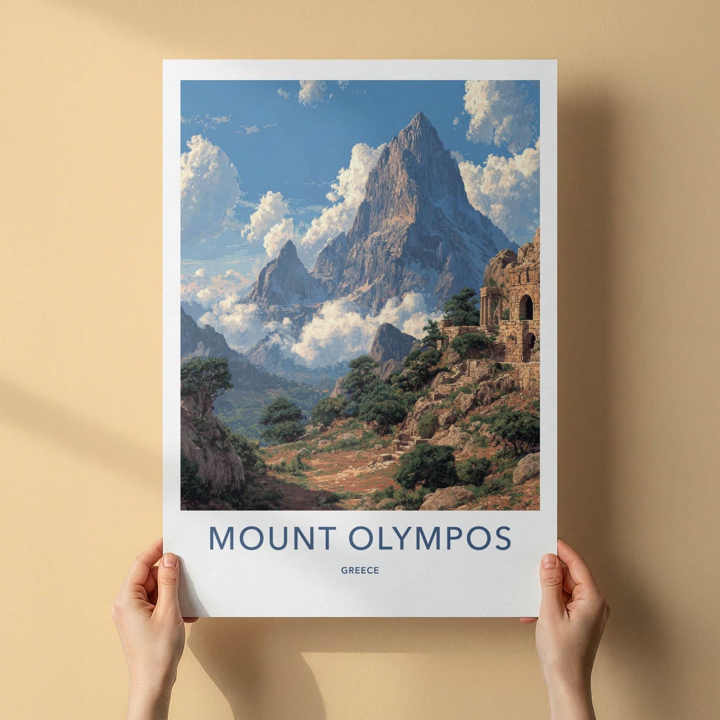 Mount Olympos Poster - Greece Framed Print - Ancient Ruins Mountain Home Art