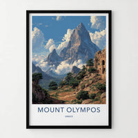 Mount Olympos Poster - Greece Framed Print - Ancient Ruins Mountain Home Art