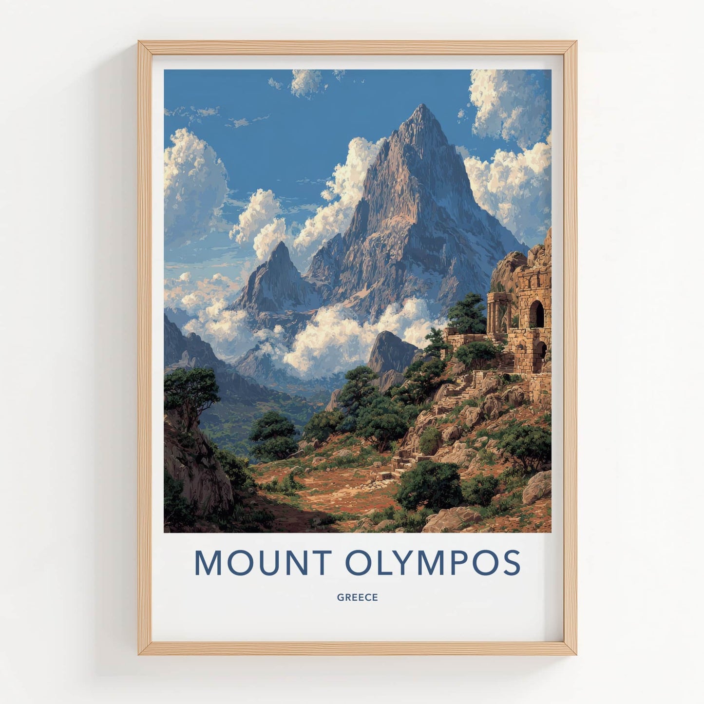 Mount Olympos Poster - Greece Framed Print - Ancient Ruins Mountain Home Art