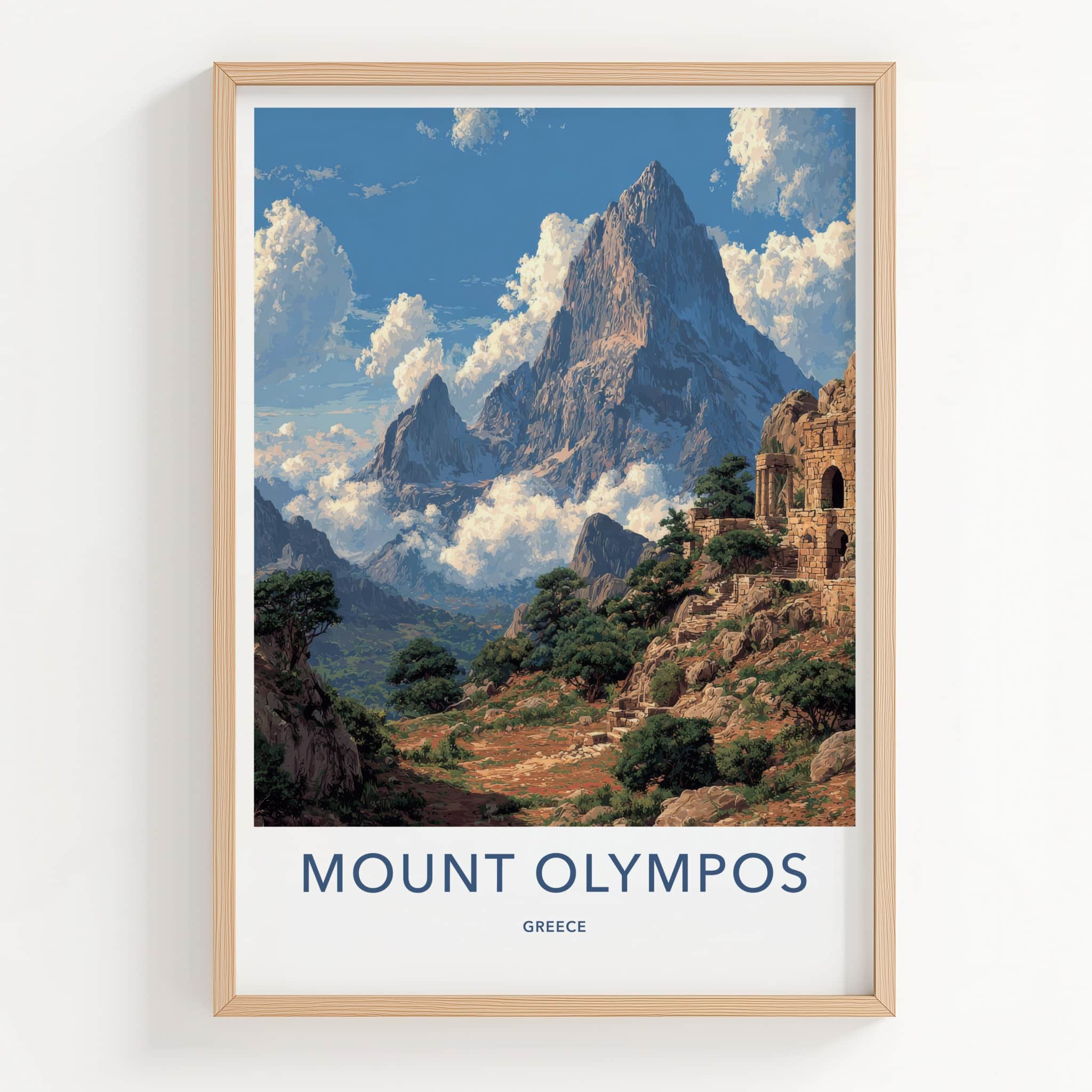 Mount Olympos Poster - Greece Framed Print - Ancient Ruins Mountain Home Art
