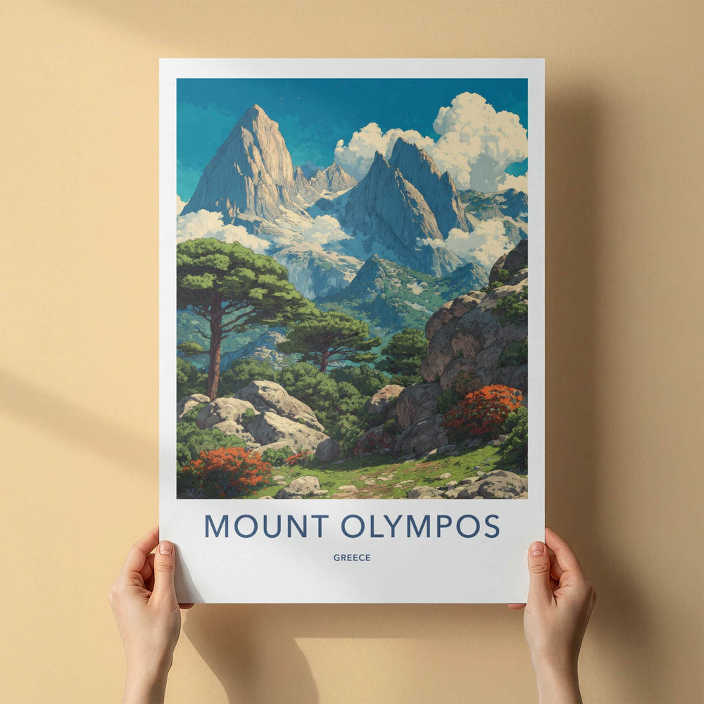 Mount Olympos Poster - Greece Travel Print - Lush Green Valley Home Decor