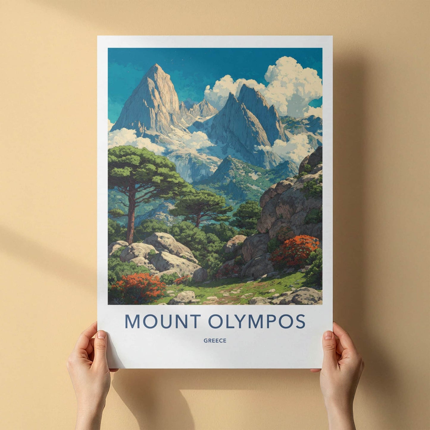 Mount Olympos Poster - Greece Travel Print - Lush Green Valley Home Decor