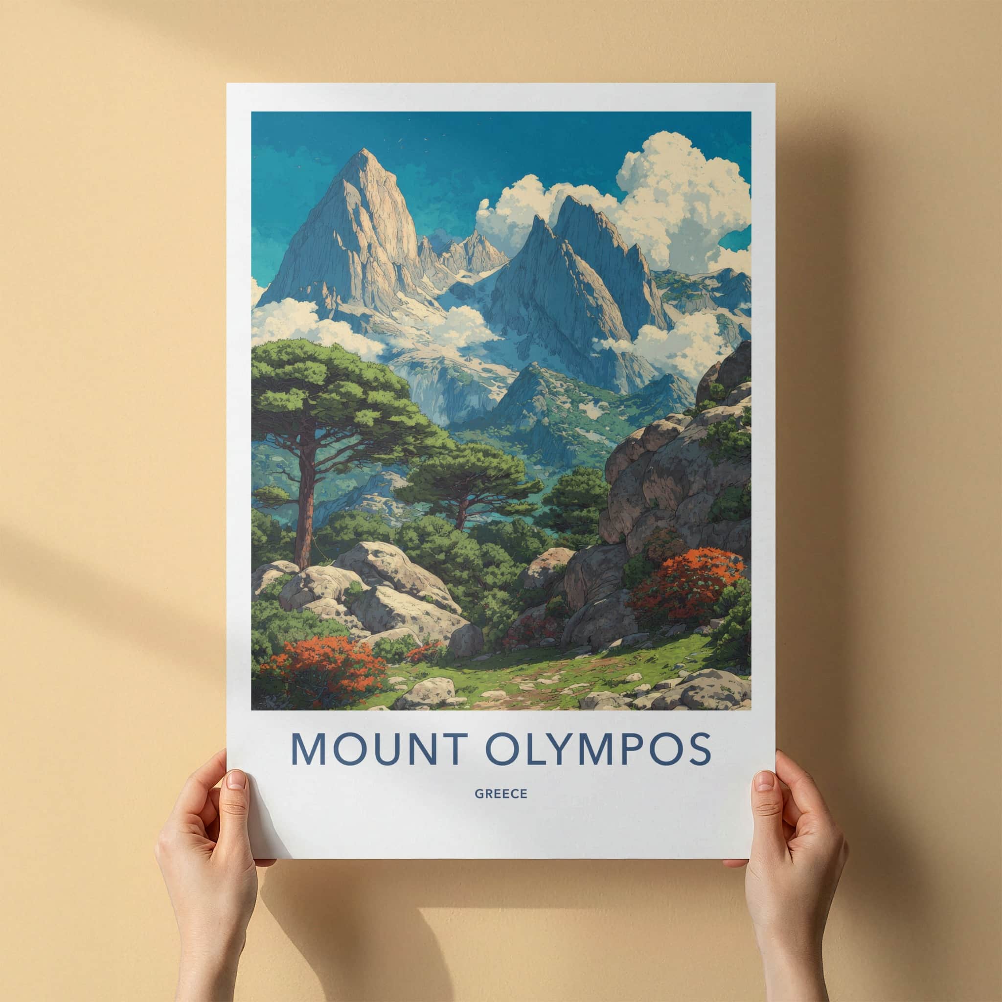 Mount Olympos Poster - Greece Travel Print - Lush Green Valley Home Decor