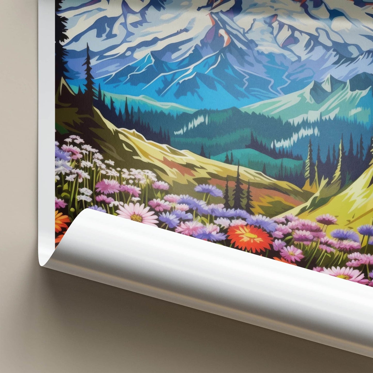Mount Rainier National Park Poster - Washington Fine Art - Snow Peak Flowers Gift