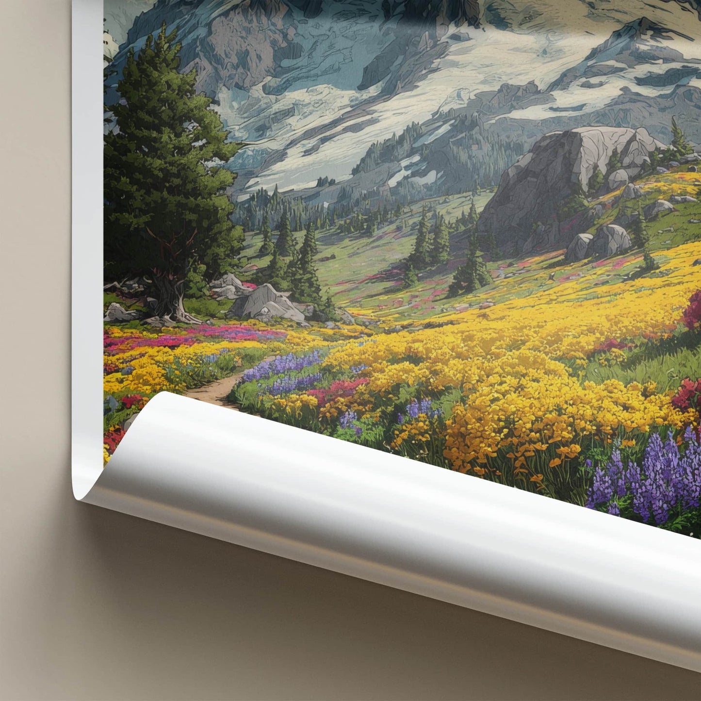 Mount Rainier Poster - Washington Framed Art - Snowy Peak Path Home Decor
