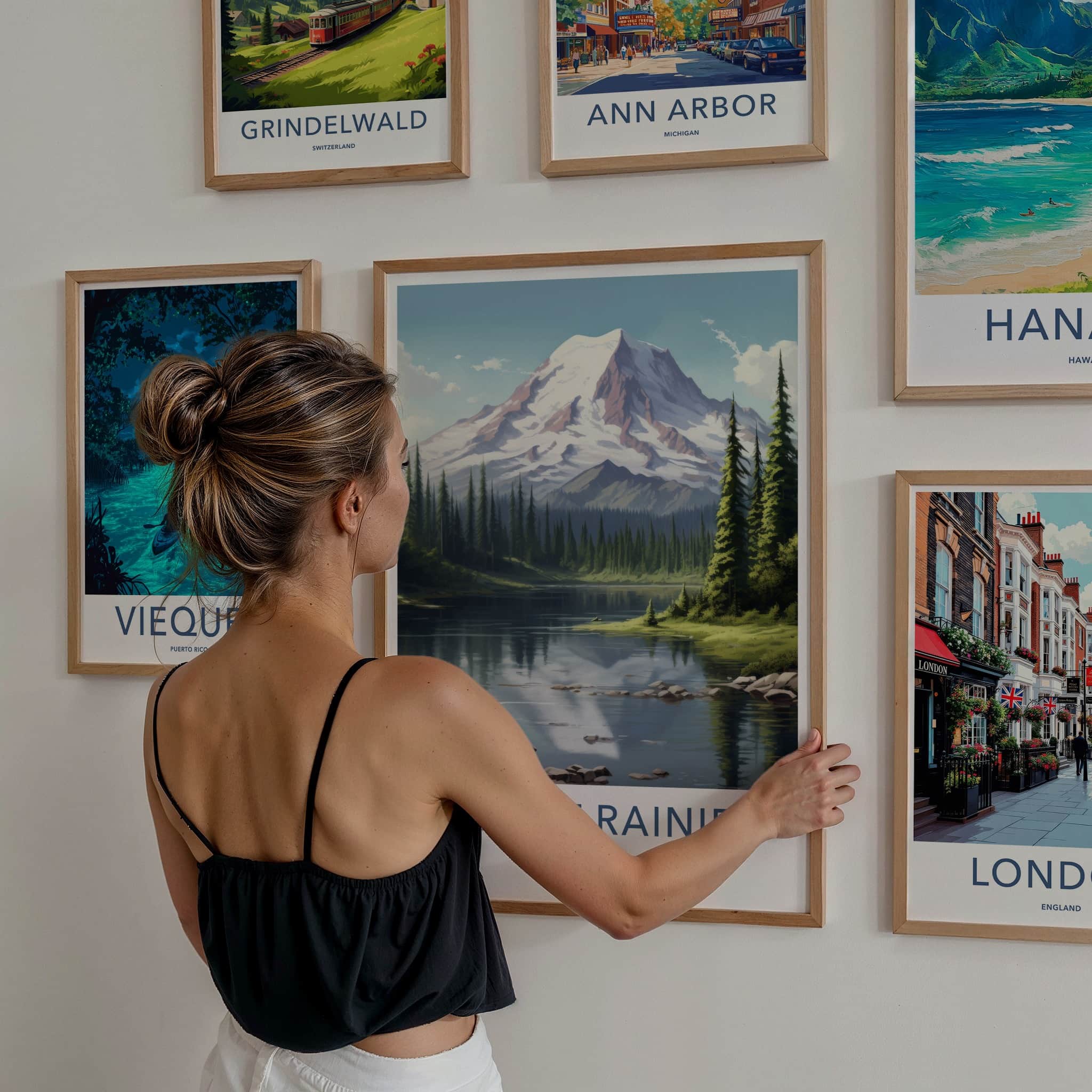 Mount Rainier Poster - Washington Travel Art - Snowy Peak Reflection Home Decor
