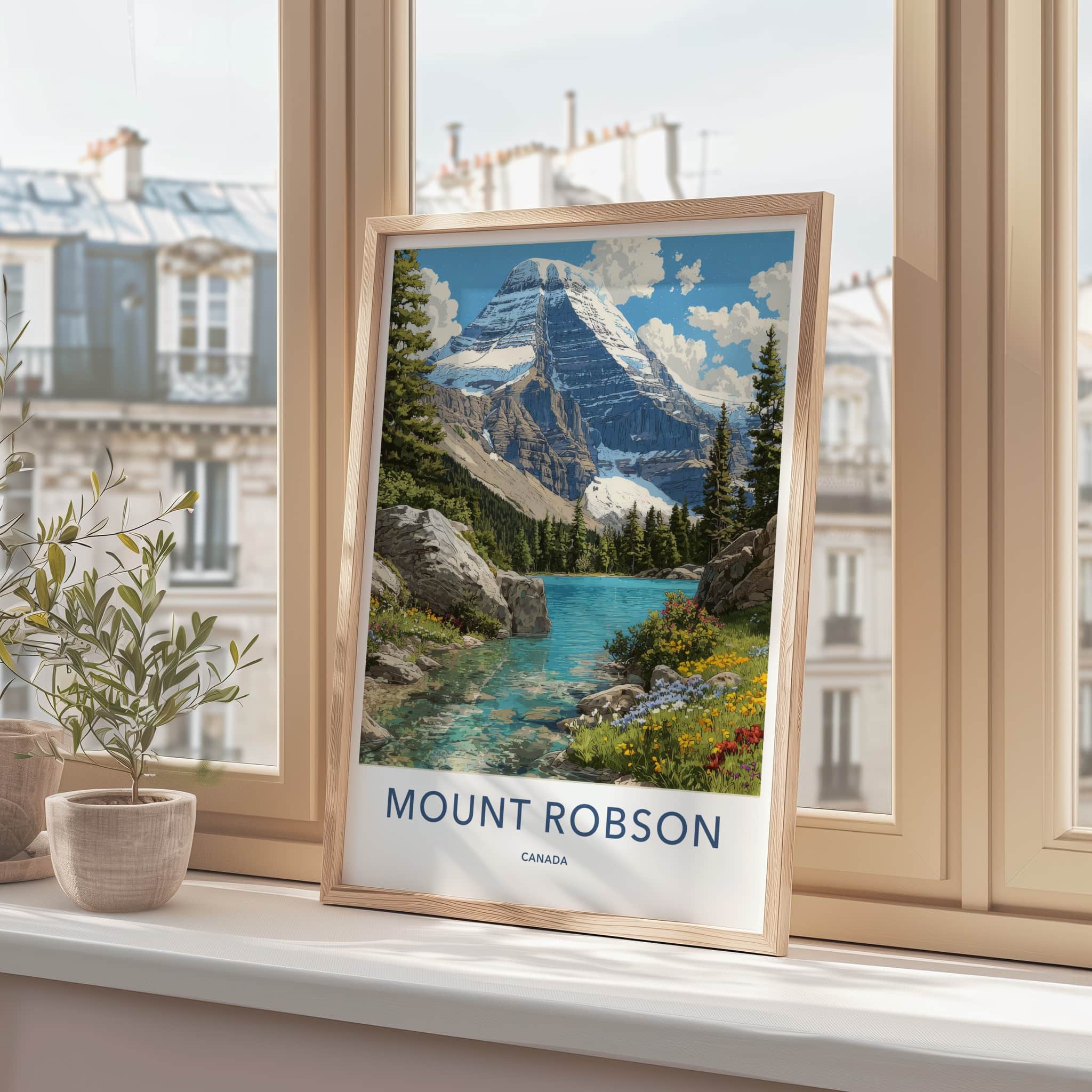 Mount Robson Poster - Canada Travel Art - Snow Capped Peak Gallery Art