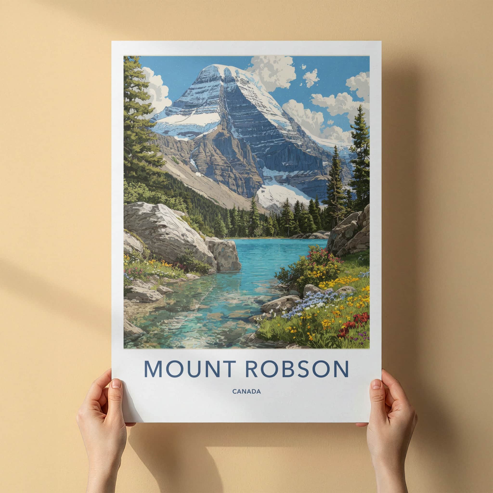 Mount Robson Poster - Canada Travel Art - Snow Capped Peak Gallery Art
