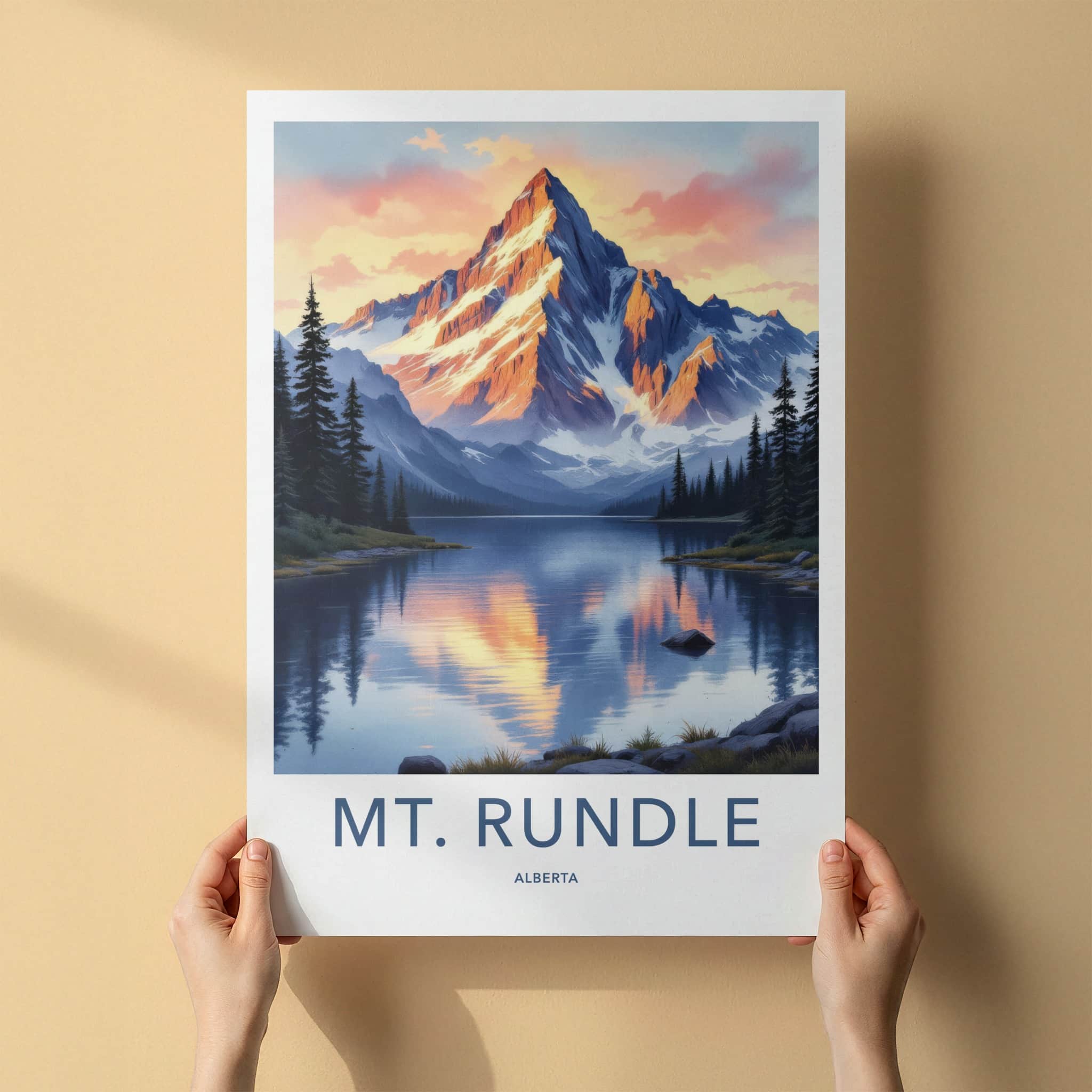 Mount Rundle Poster - Canada Travel Art - Mountain Lake Reflection Home Decor