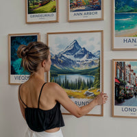 Mount Rundle Poster - Canada Wall Art - Snowy Mountain Lake Home Decor