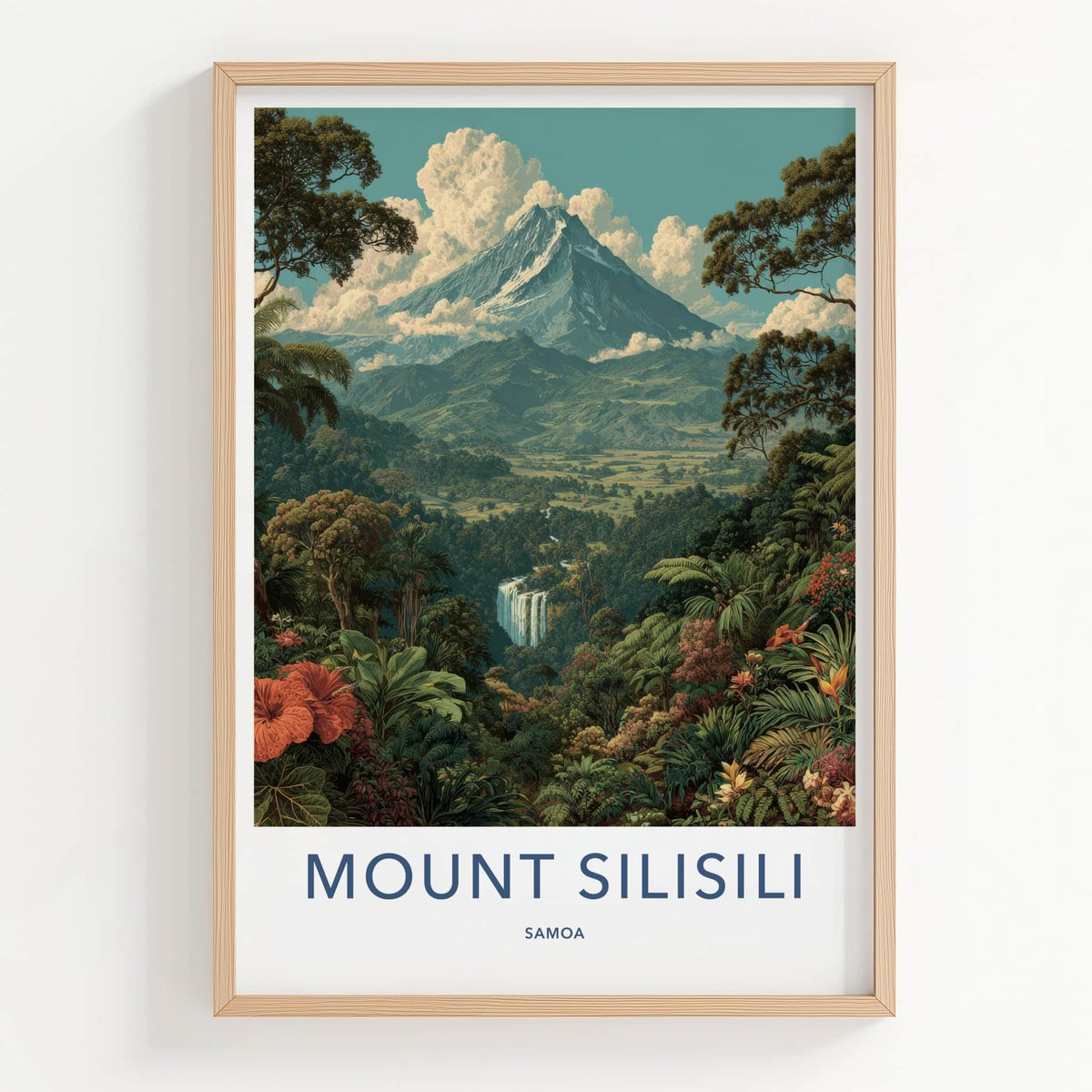 Mount Silisili Poster - Samoa Snow Capped Volcano
