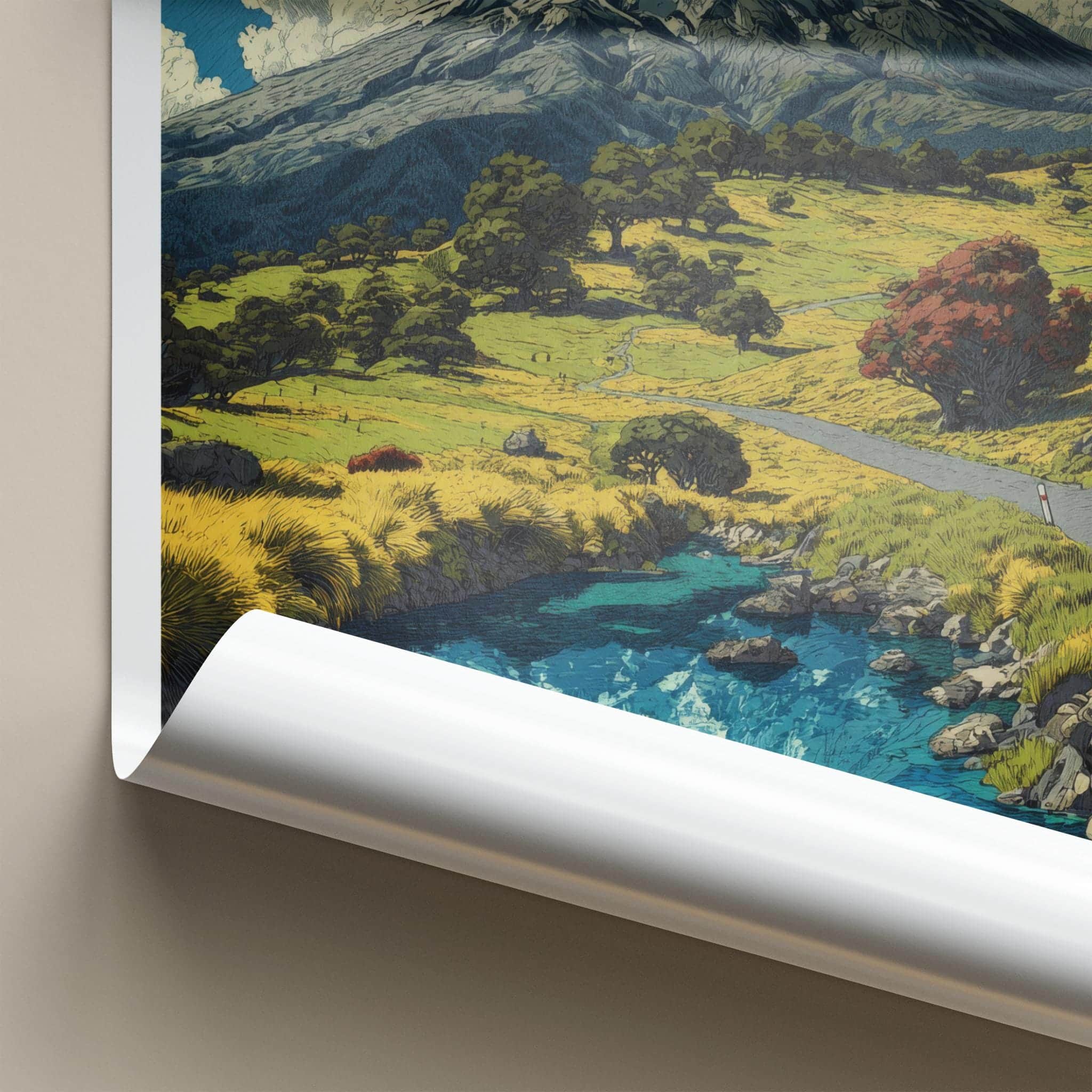 Mount Taranaki Poster - New Zealand Travel Art - Mountain Water Reflection Home Decor