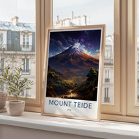 Mount Teide Poster - Spain Framed Print - Starry Night Volcano Lounge Decor