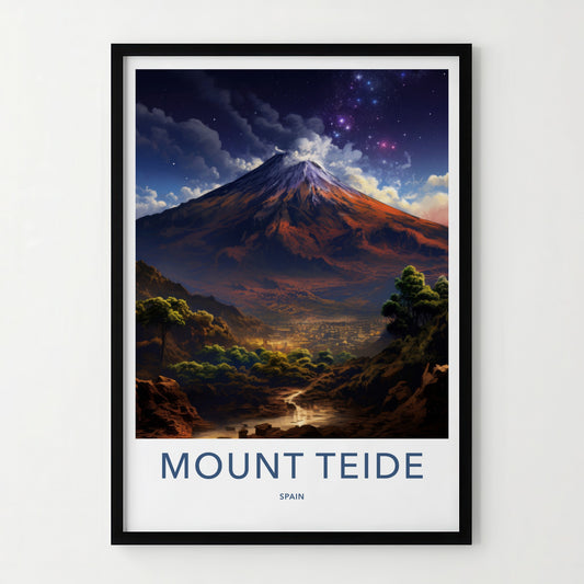 Mount Teide Poster - Spain Framed Print - Starry Night Volcano Lounge Decor