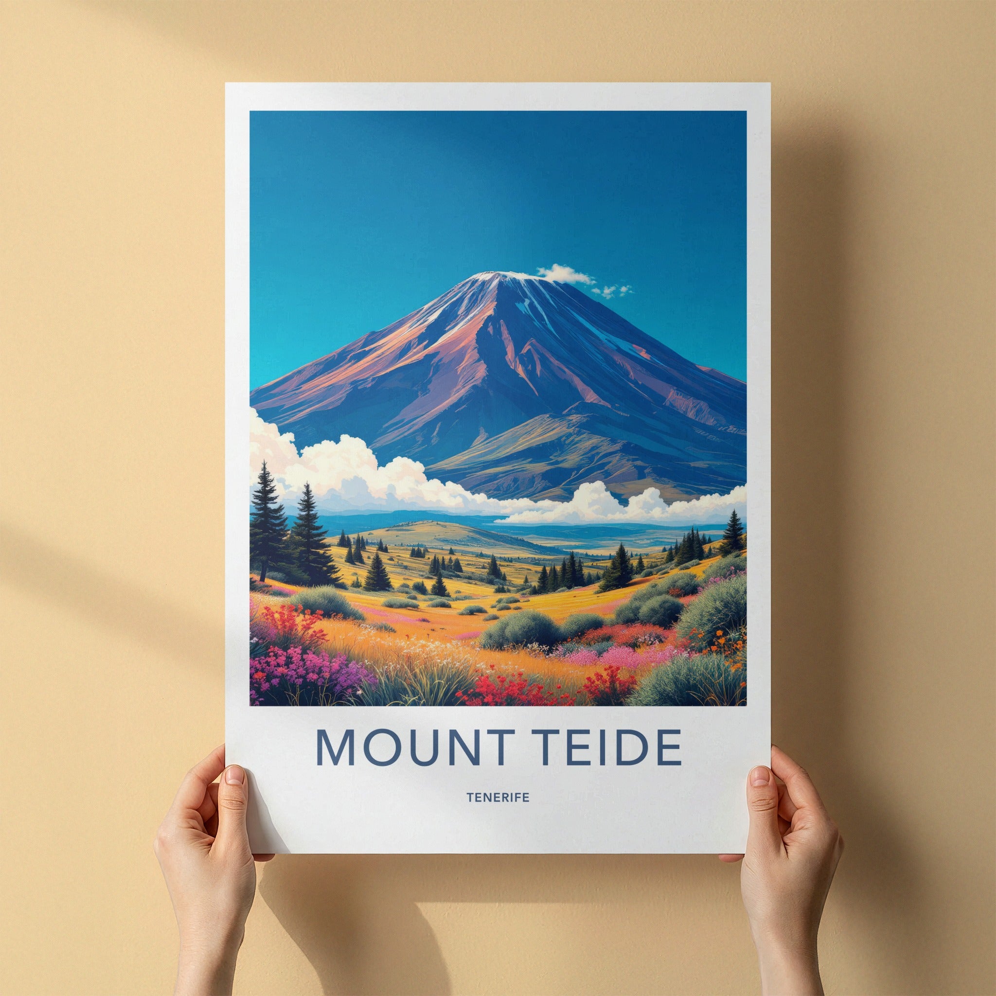 Mount Teide Poster - Spain Travel Art - Colorful Alpine Meadow Wall Decor