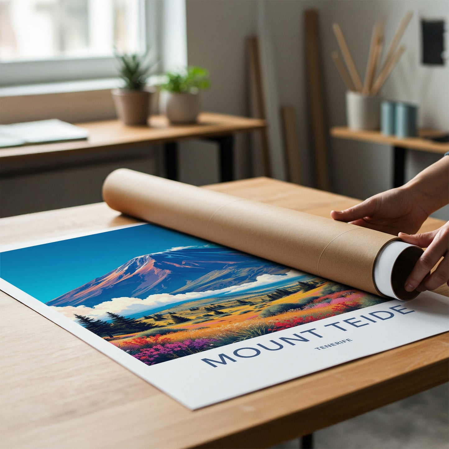 Mount Teide Poster - Spain Travel Art - Colorful Alpine Meadow Wall Decor