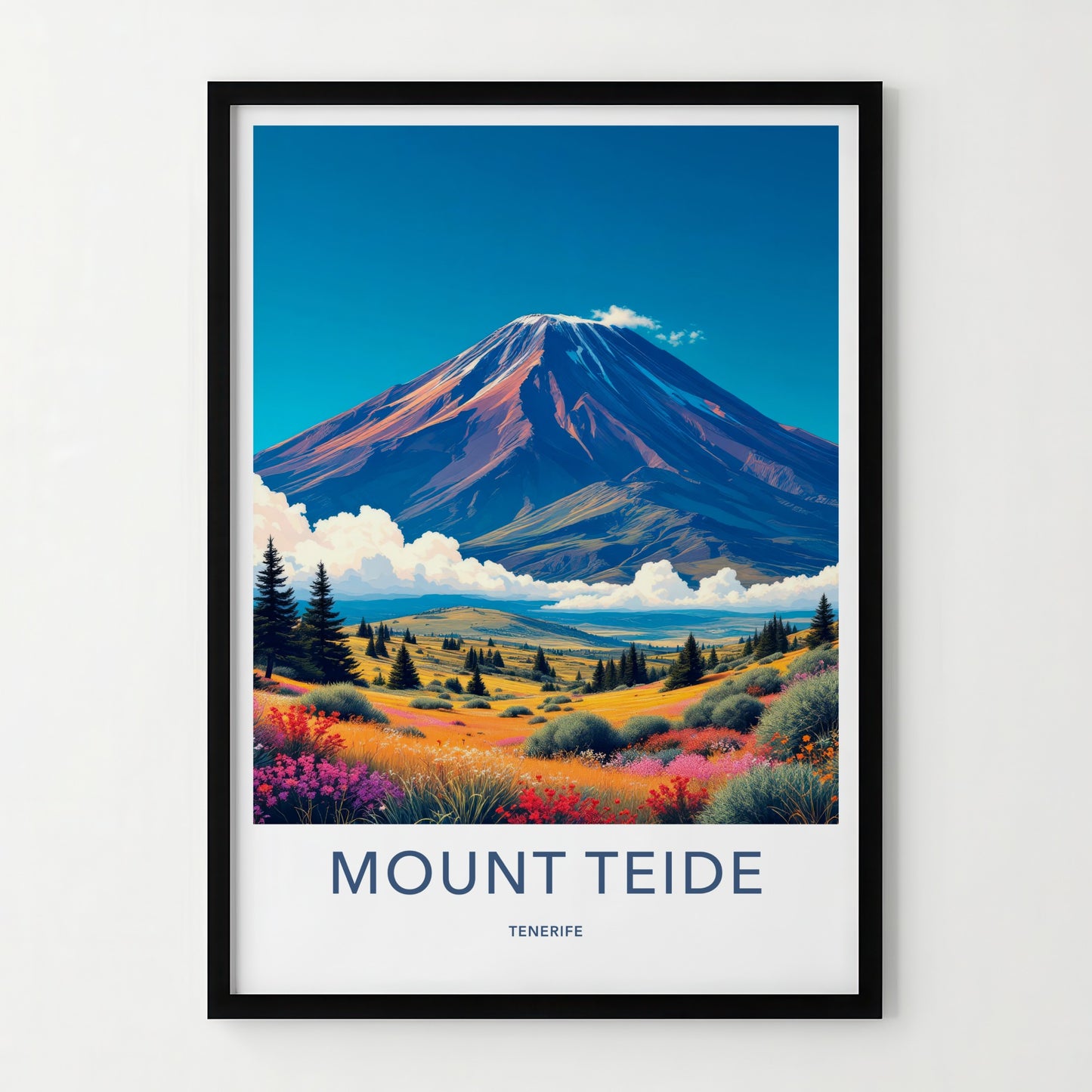 Mount Teide Poster - Spain Travel Art - Colorful Alpine Meadow Wall Decor