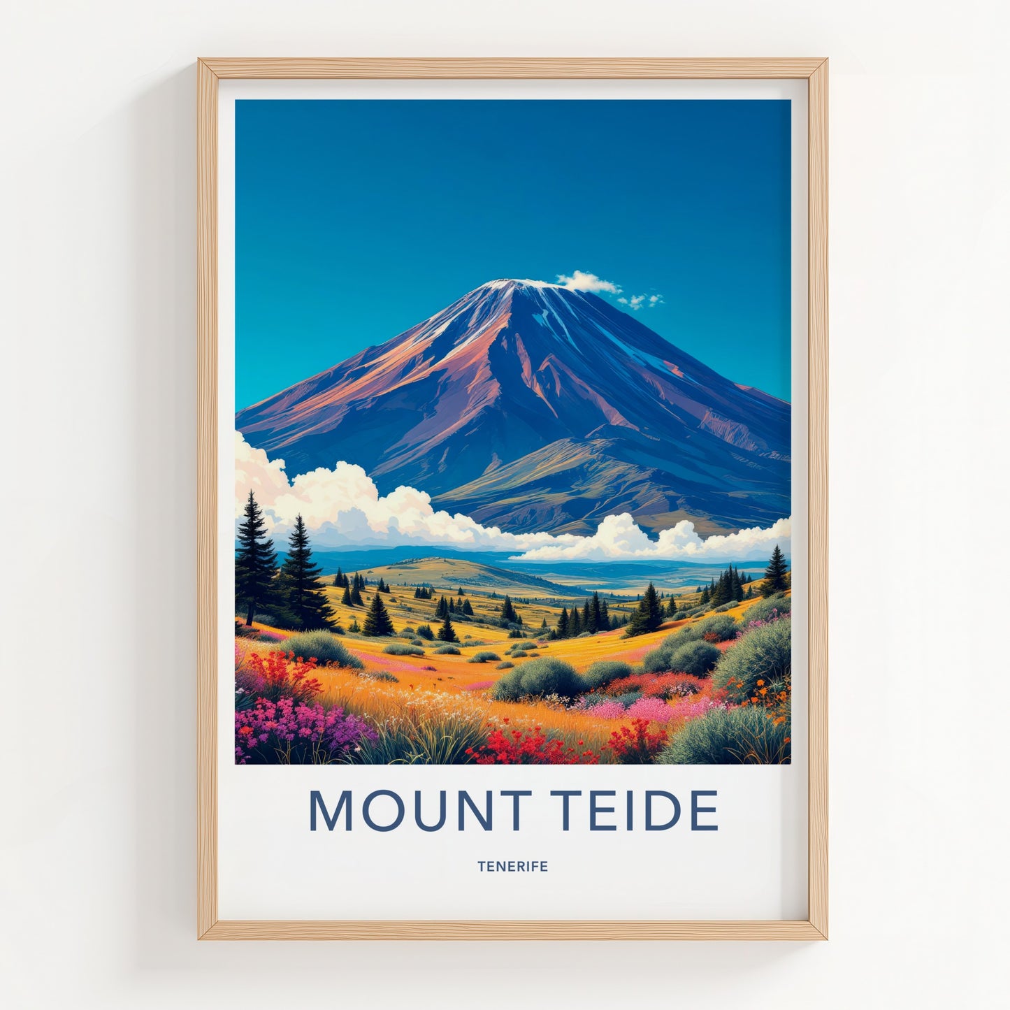 Mount Teide Poster - Spain Travel Art - Colorful Alpine Meadow Wall Decor