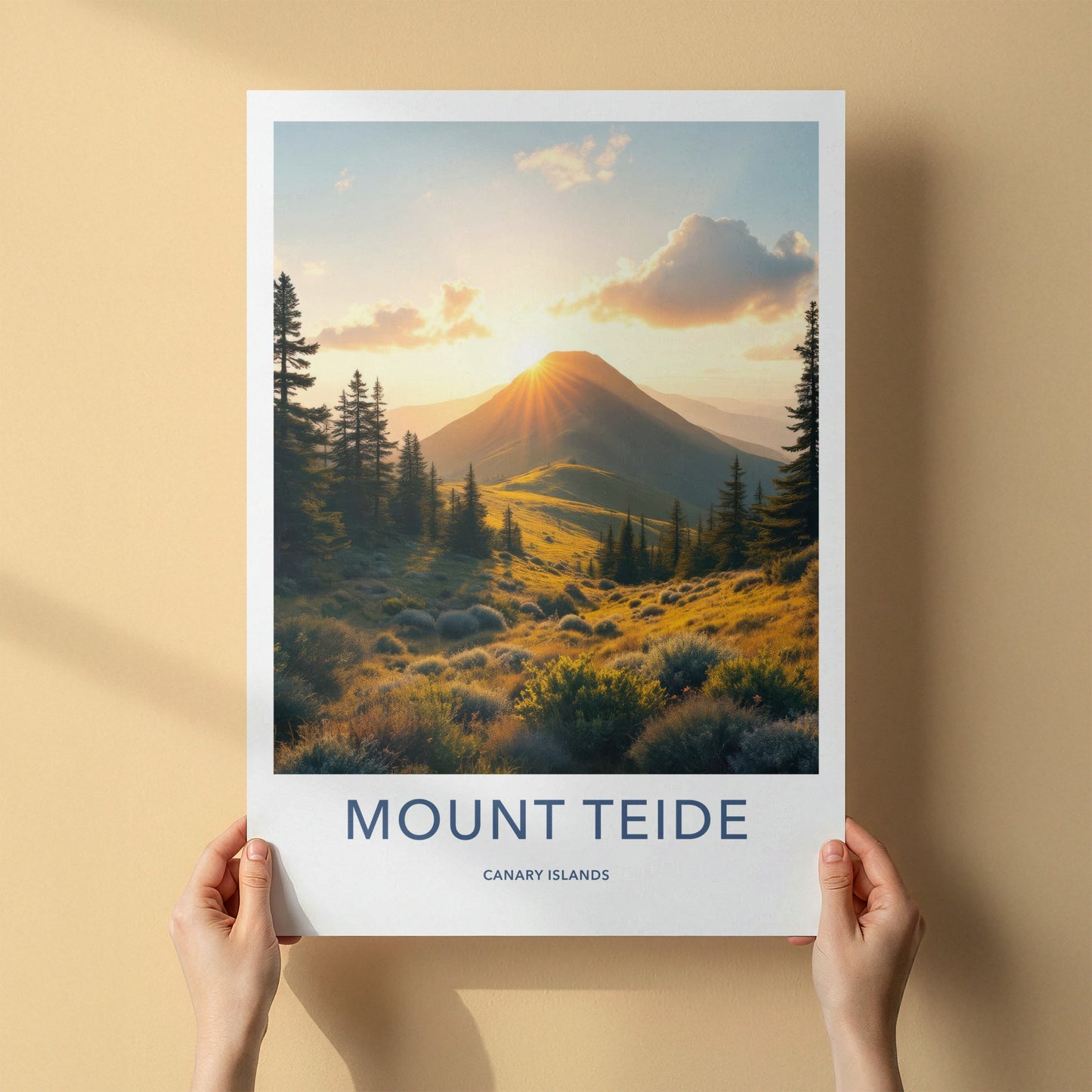 Mount Teide Poster - Spain Travel Art - Golden Hour Mountain Home Decor