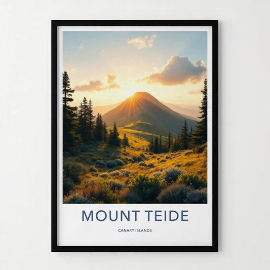 Mount Teide Poster - Spain Travel Art - Golden Hour Mountain Home Decor