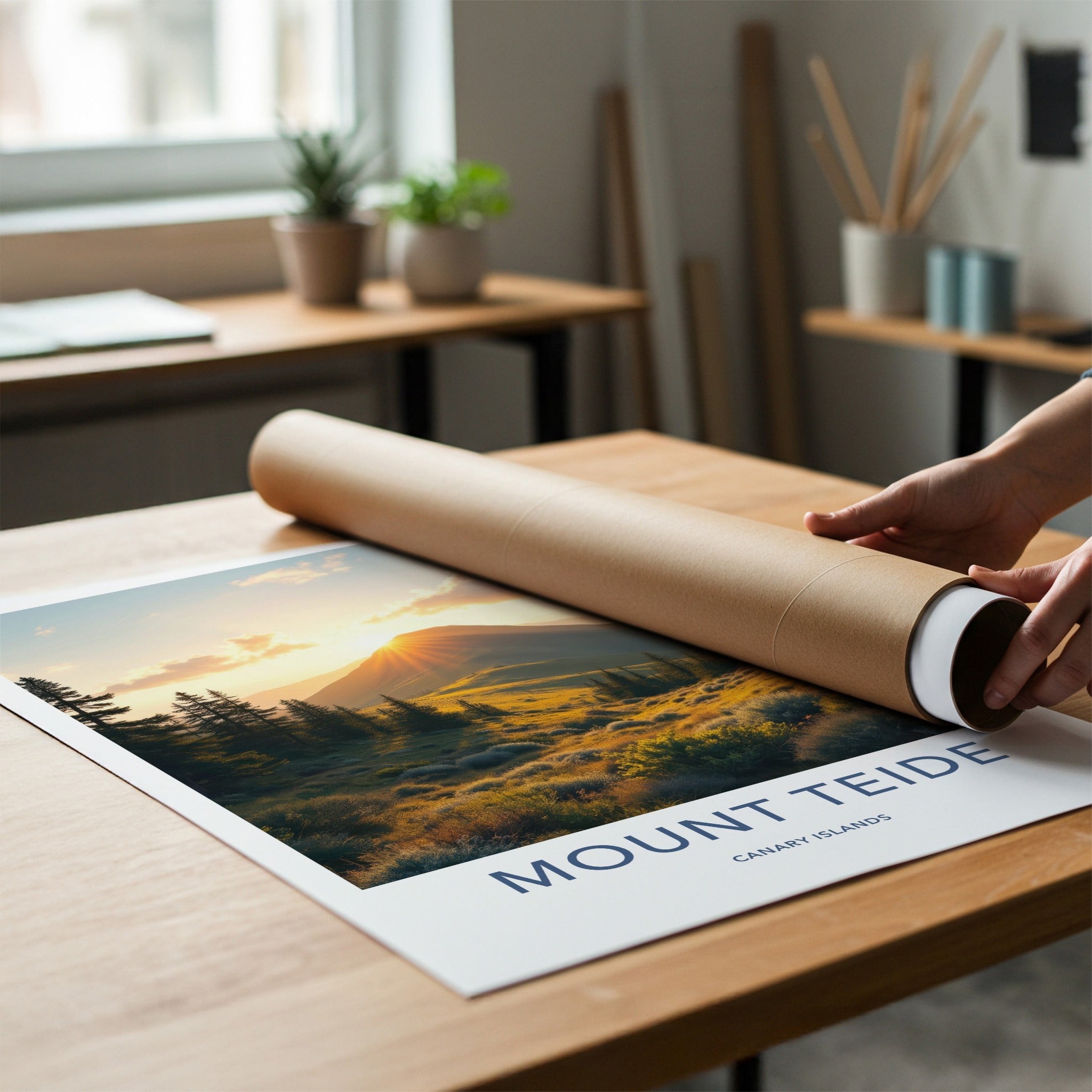 Mount Teide Poster - Spain Travel Art - Golden Hour Mountain Home Decor