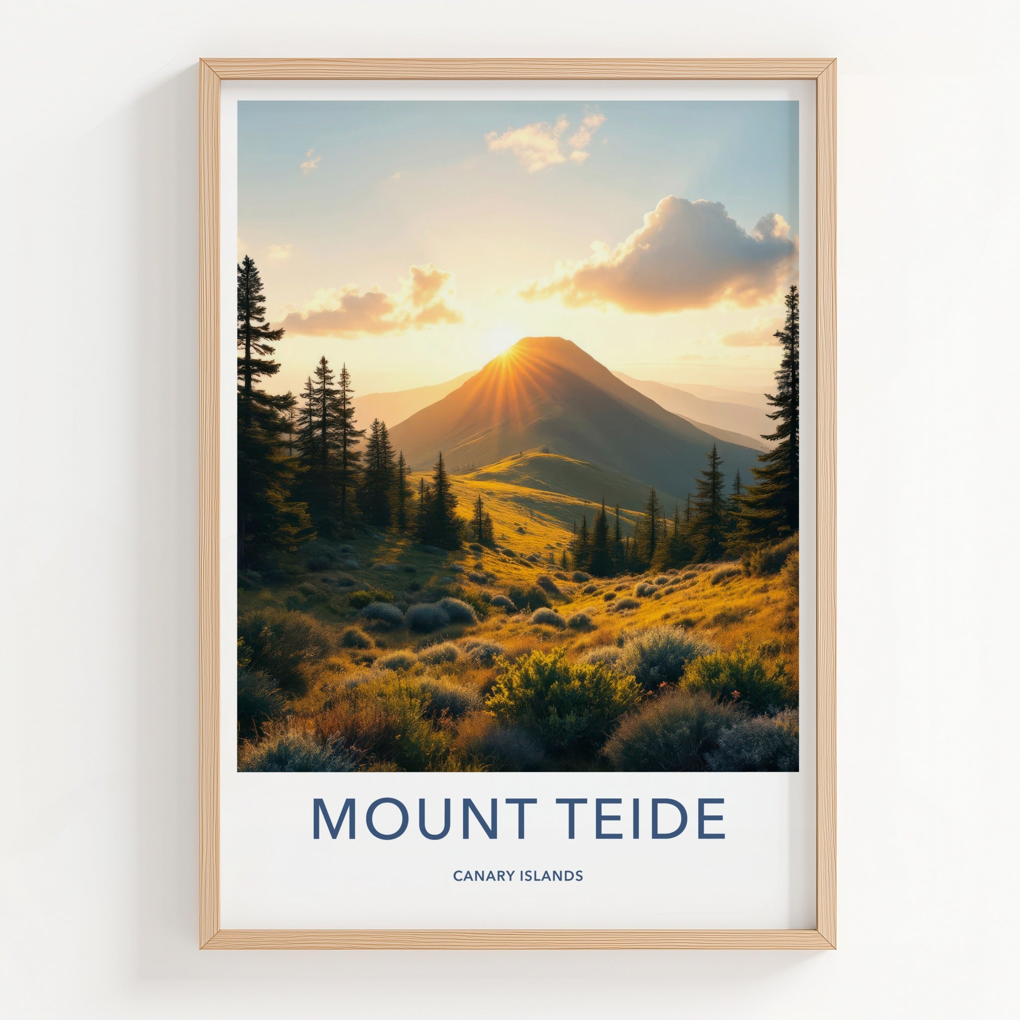 Mount Teide Poster - Spain Travel Art - Golden Hour Mountain Home Decor