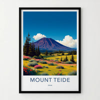 Mount Teide Poster - Spain Travel Art - Vibrant Bloom Landscape Home Decor
