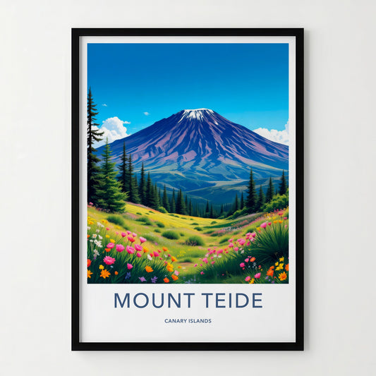 Mount Teide Poster - Spain Travel Art - Vibrant Flower Field Home Decor