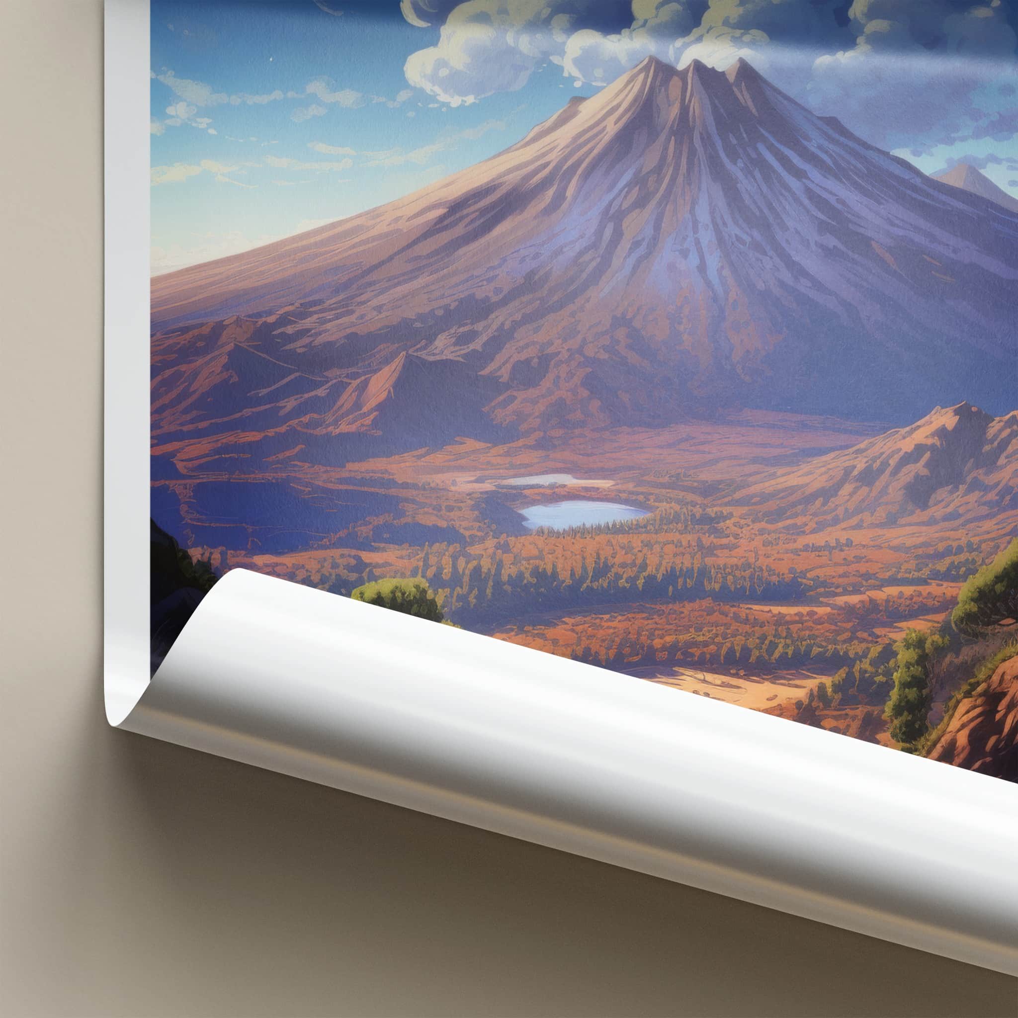 Mount Teide Poster - Spain Travel Art - Volcanic Valley Lake Home Decor