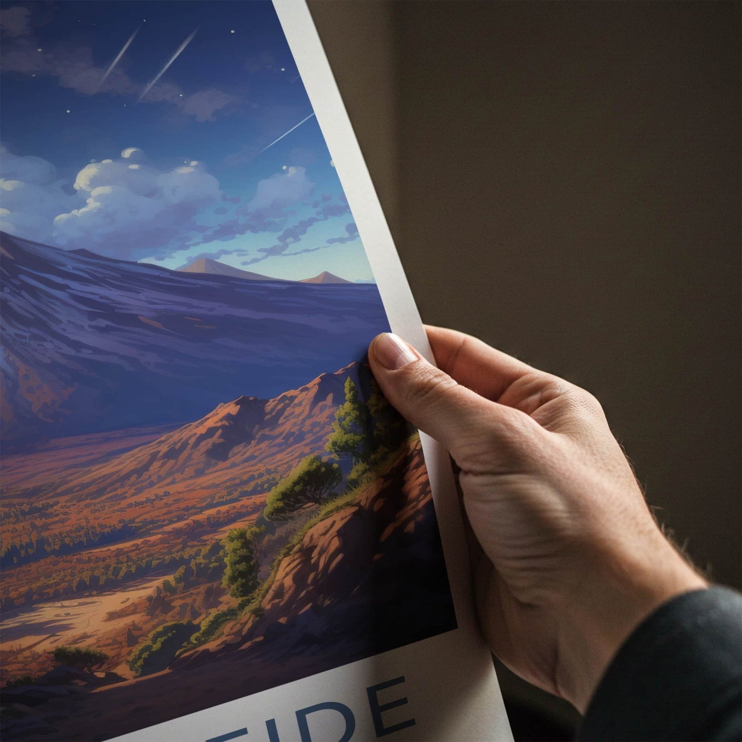 Mount Teide Poster - Spain Travel Art - Volcanic Valley Lake Home Decor