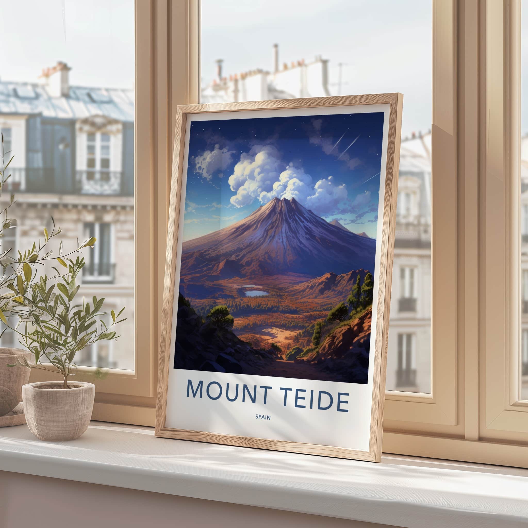 Mount Teide Poster - Spain Travel Art - Volcanic Valley Lake Home Decor