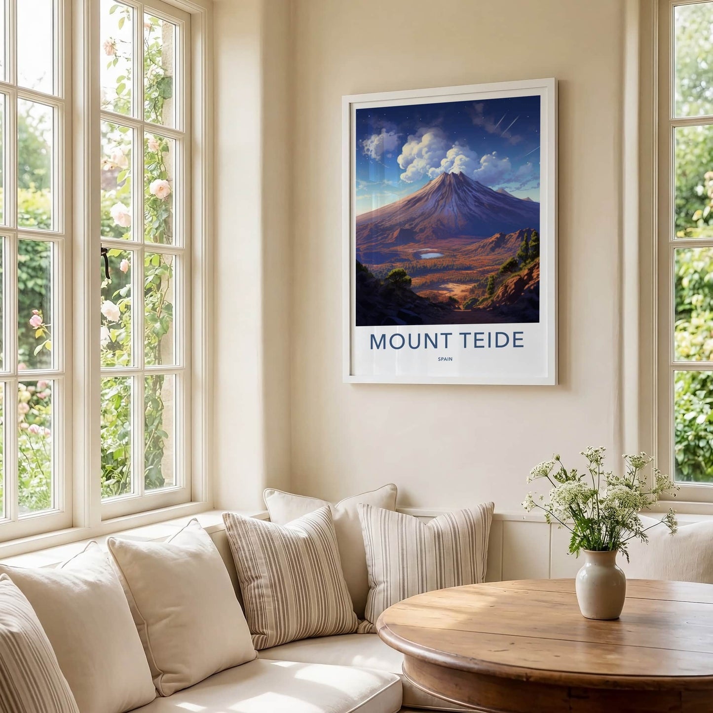 Mount Teide Poster - Spain Travel Art - Volcanic Valley Lake Home Decor