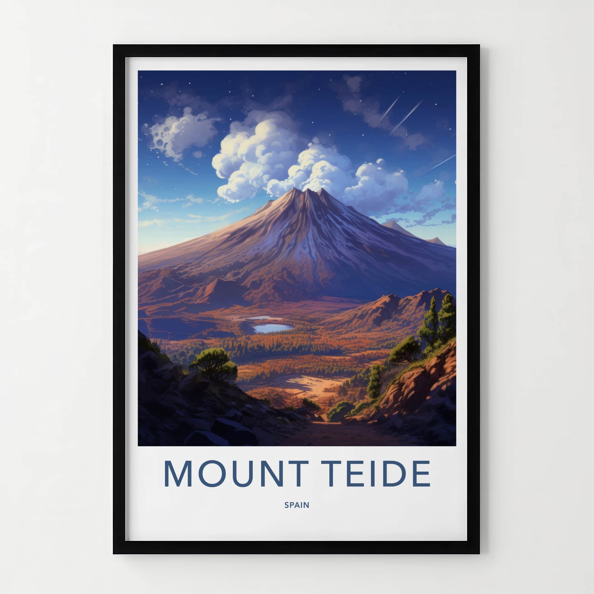 Mount Teide Poster - Spain Travel Art - Volcanic Valley Lake Home Decor