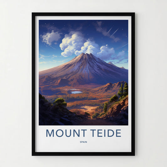 Mount Teide Poster - Spain Travel Art - Volcanic Valley Lake Home Decor