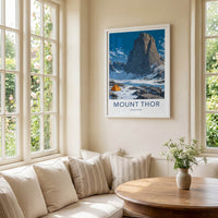 Mount Thor Poster - Canada Travel Art - Icy River Valley Home Art