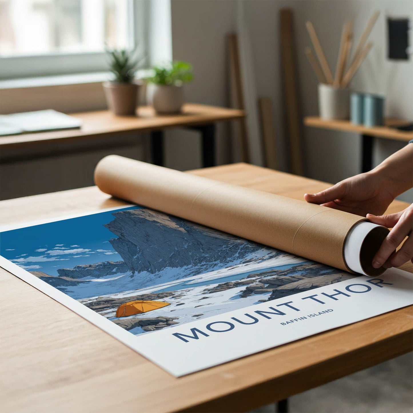 Mount Thor Poster - Canada Travel Art - Icy River Valley Home Art