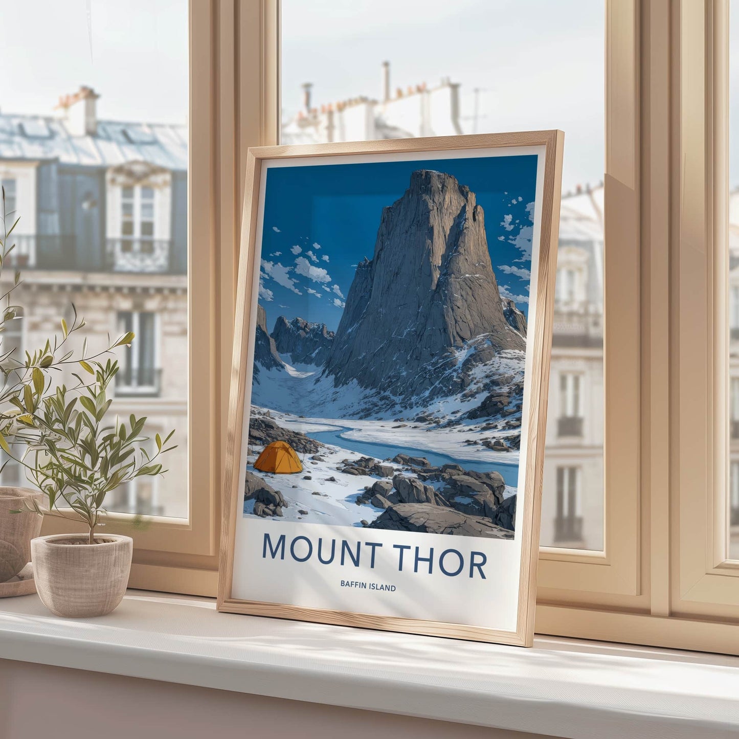 Mount Thor Poster - Canada Travel Art - Icy River Valley Home Art