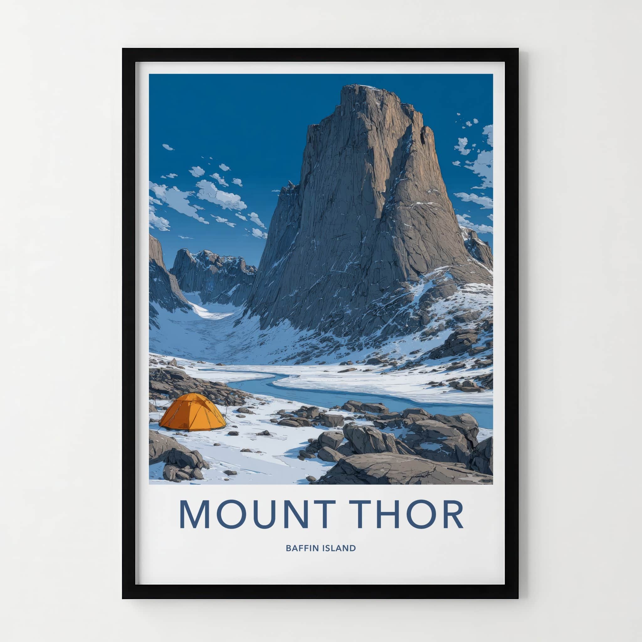 Mount Thor Poster - Canada Travel Art - Icy River Valley Home Art
