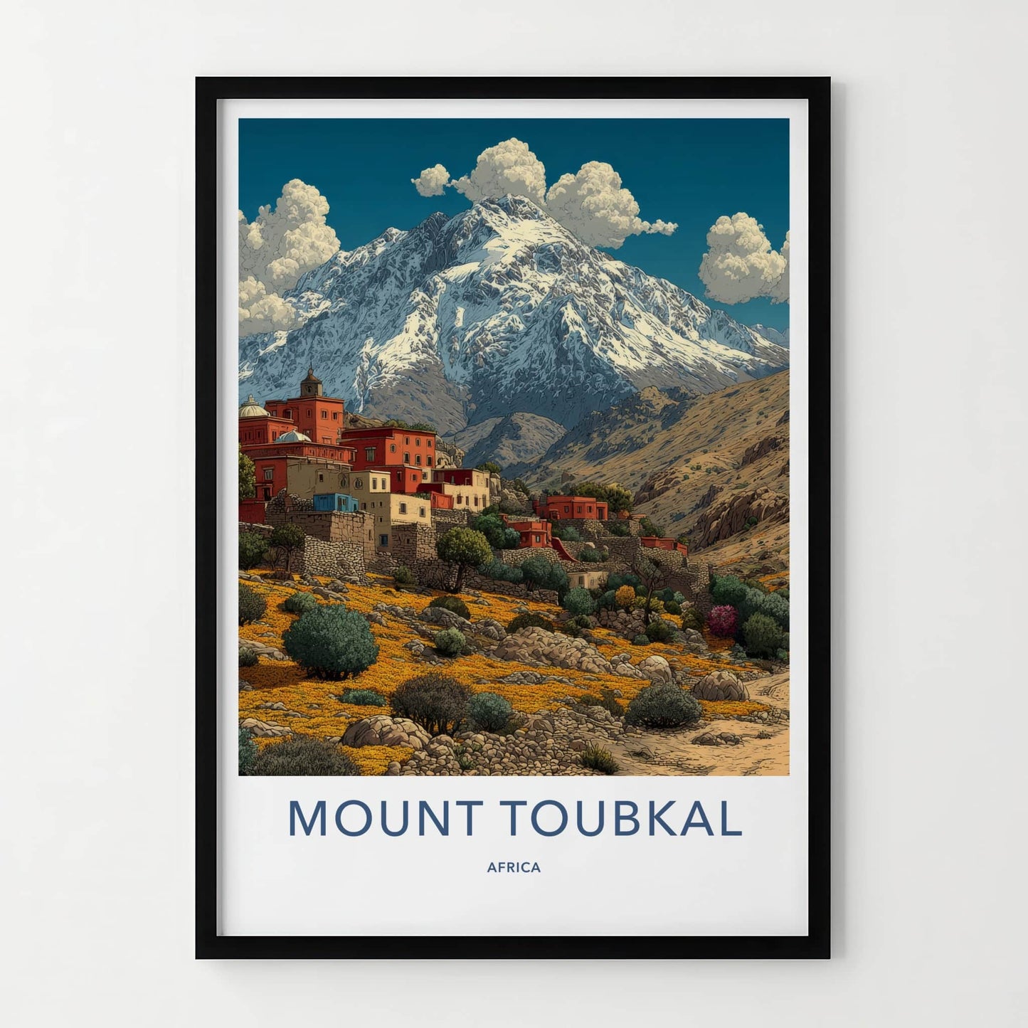 Mount Toubkal Poster - Morocco Travel Print - Snow-Capped Mountain Home Decor
