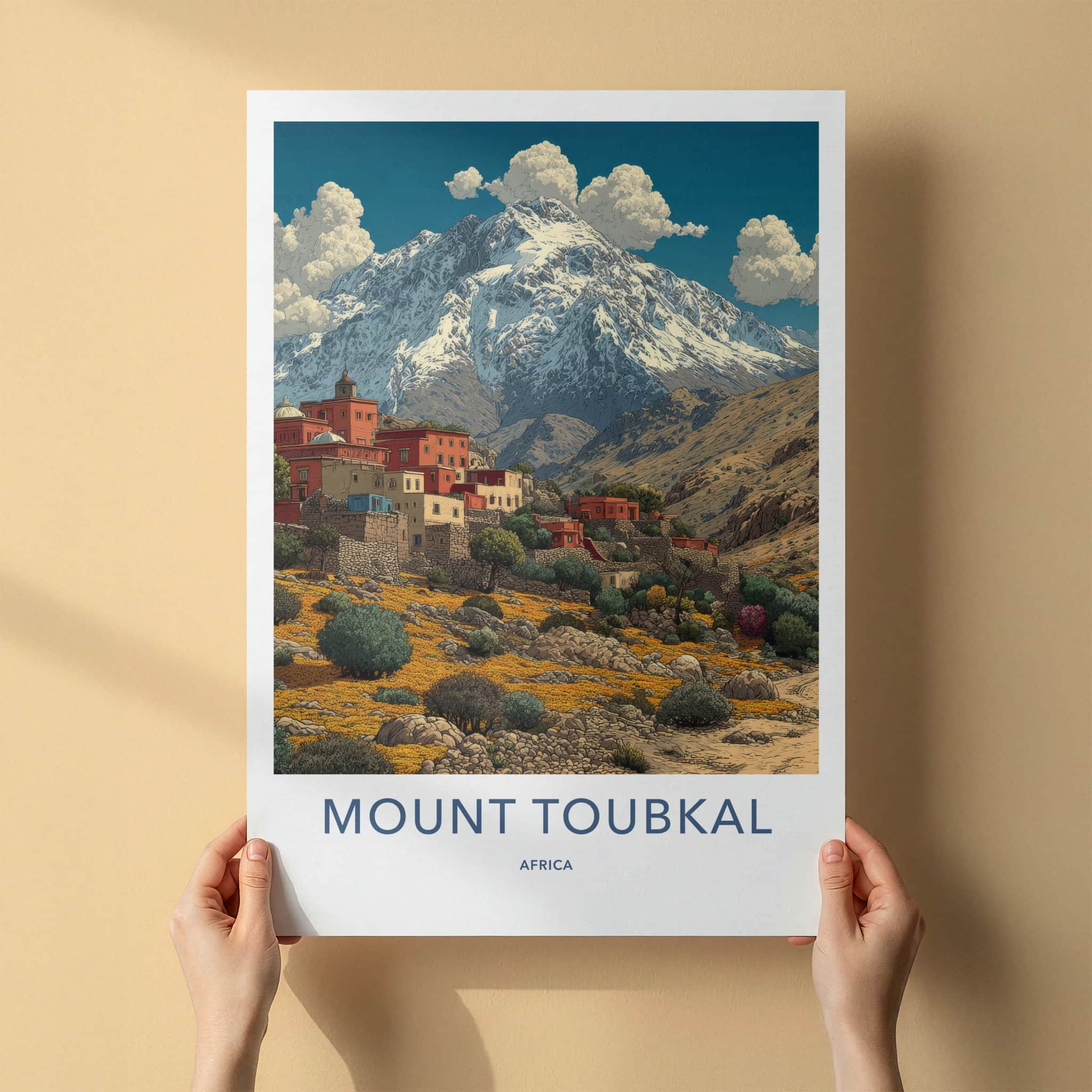 Mount Toubkal Poster - Morocco Travel Print - Snow-Capped Mountain Home Decor